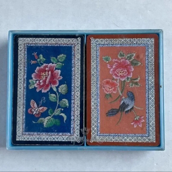 Hallmark Playing Cards Floral Bird Butterfly Complete 2 Sets Of Cards Oriental - Picture 4 of 7